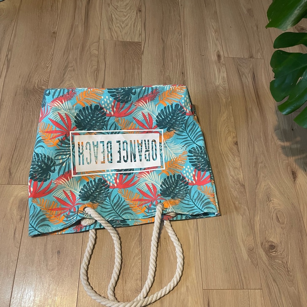 Tropical Leaf Print Tote Bag